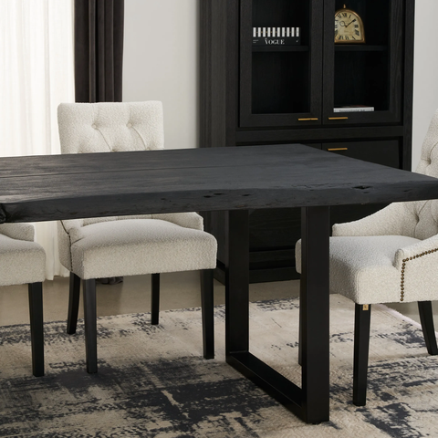 Dynasty Black Acacia Wood Dining Table pertaining to Elevate Your Dining Room with a Timeless Black Oak Table
